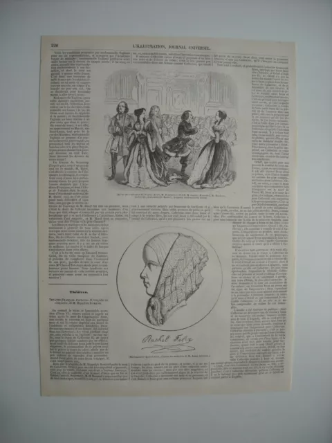 Gravure 1844. Theatres. Theatre Français. Catherine Ii. Rachel Felix.
