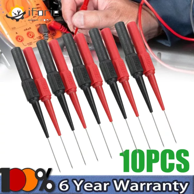 10 Pcs Multimeter Test Lead Probe Extention Back Piercing Needle Tip Probes 30V