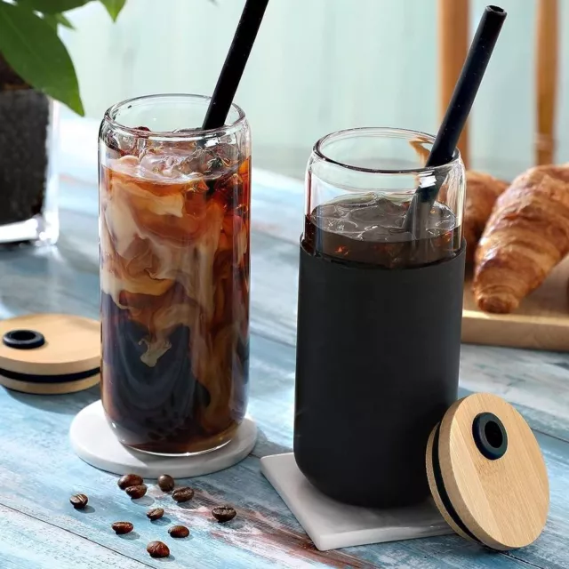 Silicone Water Drinking Tumbler Bamboo Lid Milk Mocha Cups  Drinkware