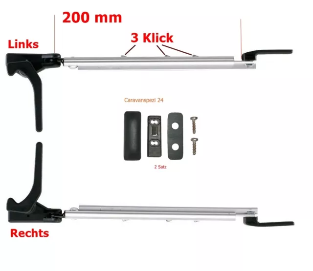 Fensteraussteller 200 mm Rechts Klick Klack Polyplastic Aufsteller m. Adapter