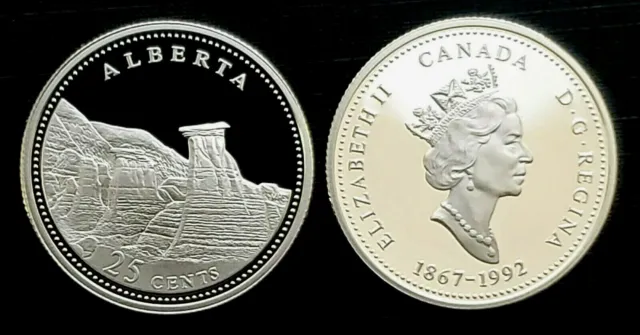 1992 Canada 125th Alberta 25 Cents Silver Proof 25c Piece!!