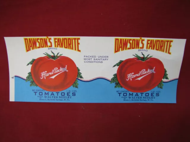 Vintage Dawson's Favorite Brand Tomatoes Advertising Paper label #35