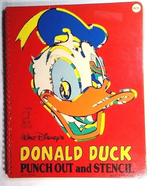 DONALD DUCK WALT Disney's Punch Out & Stencil Books Hardcover 1988 Tony