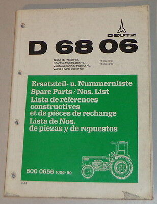Parti Ricambio Elenco Deutz Trattore D 5506 Di 04/1975 DEUTZ Catalogo Ricambi 