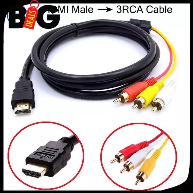 HDMI zu 3RCA 1,5M Kabel Scart Audio Video AV Full HD Konverter Adapter Male DE