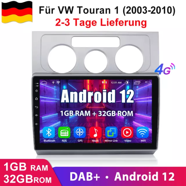 10'' Android 12 Autoradio GPS BT DAB+ 1+32G Für Vw Touran 1t1 1t2 1t3 2003-2010