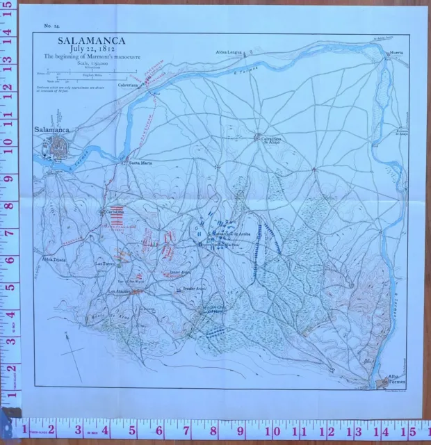 Map/Battle Plan Salamanca July 1812 Marmont's Manoeuvre Positions Bradford