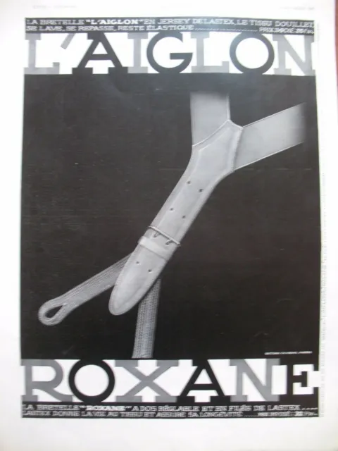 Publicite De Presse L'aiglon Bretelle Roxane Lastex French Ad 1935