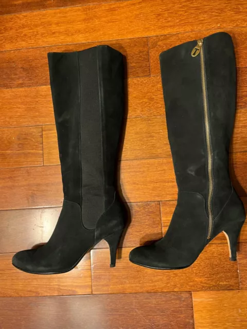 Taryn Rose black suede knee high boots