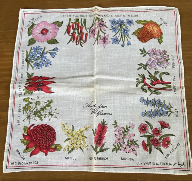 Australian Fauna Handkerchief Hankie Designed in Australia by Heil Cotton