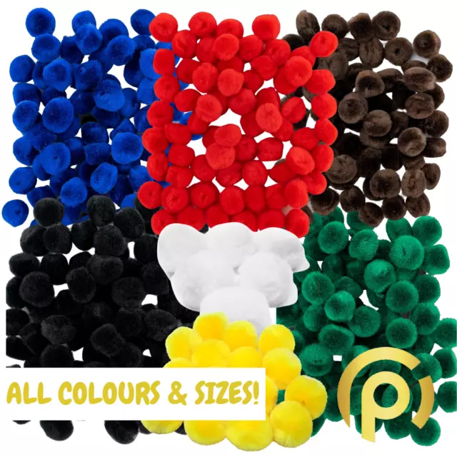 Pompom Craft 10mm 15mm 20mm 25mm All Colour Sizes Arts Decoration School Kids UK