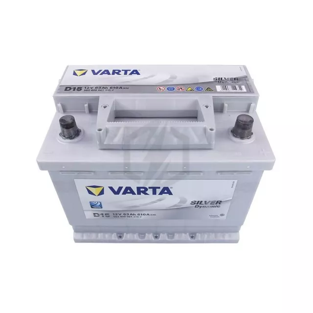 Batterie voiture Varta Silver Dynamic D15 12V 63Ah 610A 242x175x190mm 3