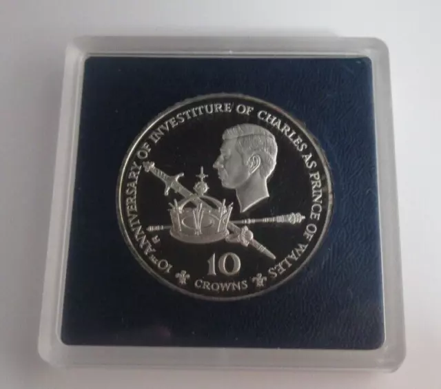 1979 King Charles III Investiture Turks & Caicos Silver Proof 10 Crowns Coin COA