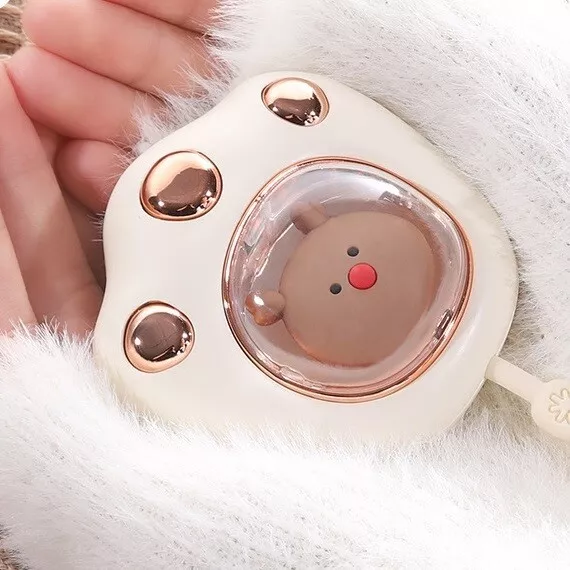 Cute Cartoon USB Rechargeable Hand Warmer - Portable Cat Paw Design