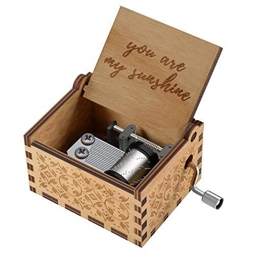 Wood Music Boxes,Laser Engraved Vintage Wooden Sunshine You are My Sunshine