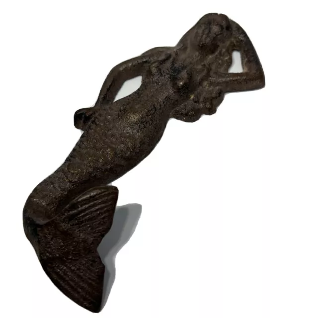 Cast Iron Hook Antique Style Nautical Mermaid Statue Garden Pond Pool Doorstop 2