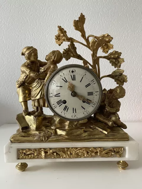 Antik Figuren Pendule Kaminuhr  Feuervergoldet&Bronze Paris Um 1830