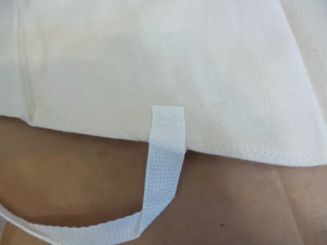 Nos Bolen Off-White Canvas Shop Apron Nylon Straps Hand Stitched Bib Pocket 3