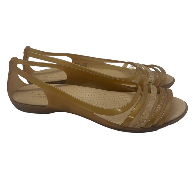 CROCS ISABELLA Huarache Bronze Comfort Flat Shoes Beach Sandal