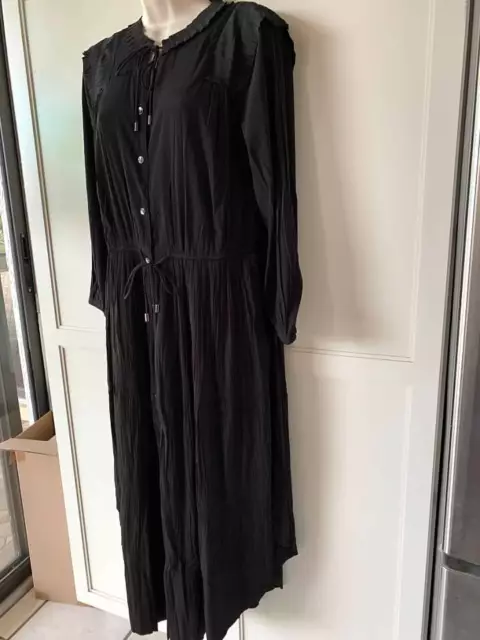 CHICO'S Black Crinkle Pleat Midi Dress-NWT- SZ  3(16)