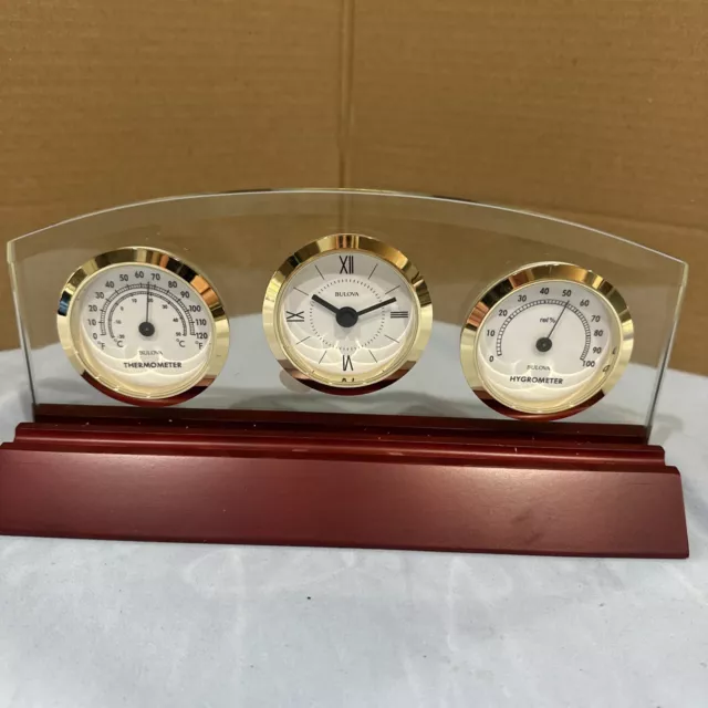 Bulova Clock with Thermometer and Hygrometer - Brand New with box