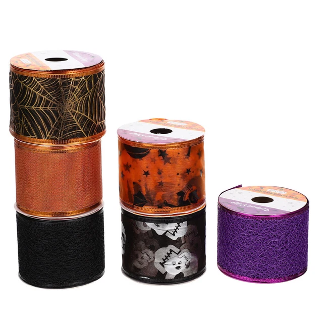 6 Rolls Halloween Webbing Ribbon Ornaments Ribbons Crafts Tulle Wreath