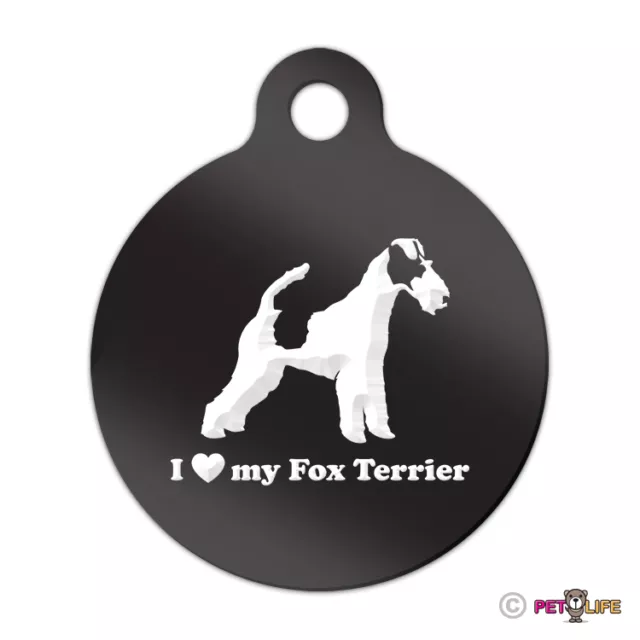 I Love My Fox Terrier Engraved Keychain Round Tag w/tab smooth wire Many Colors