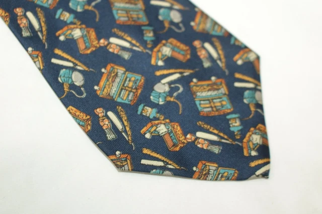 Cravate En Soie Modaitalia F49281 - Motif Pois Bleu - Fabriquée En Italie - Occasion Très Bon état