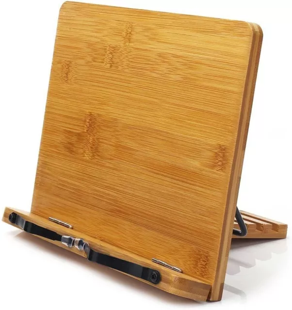 Book Holder Stand Bamboo Portable Adjustable Desk Reading Cookbook Bookstand
