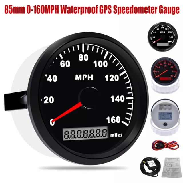 85mm Digital GPS Speedometer 0-160MPH odemeter Gauge For Car Boat Motorcycle