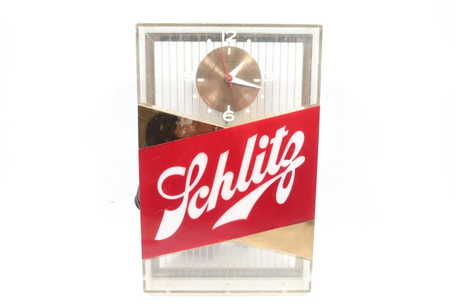 Schlitz Acrylic Fluorescent Bar Clock/Light - 1959