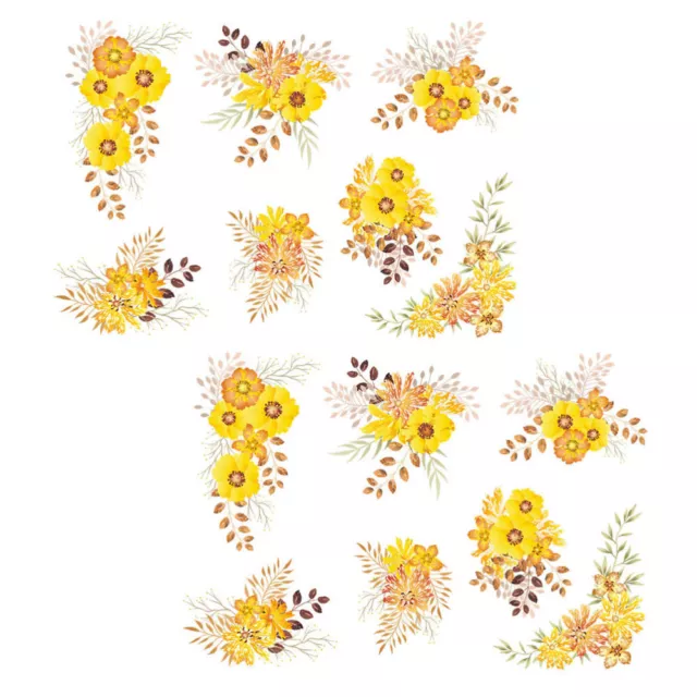 2PCS Yellow Flower Wall Decorative Stickers Self-adhesive Decals