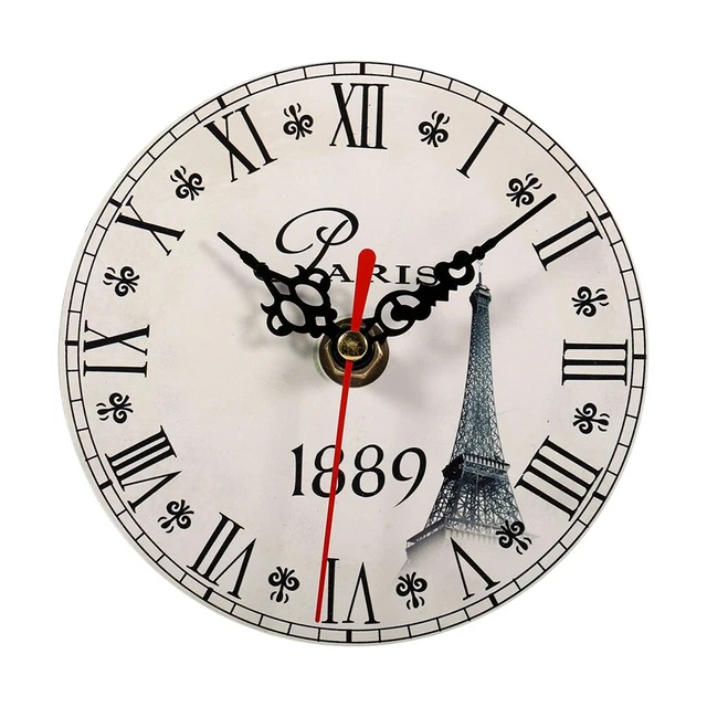 (#6)Horloge Murale Antique Créative Style Vintage Horloges Rondes En Bois Déc