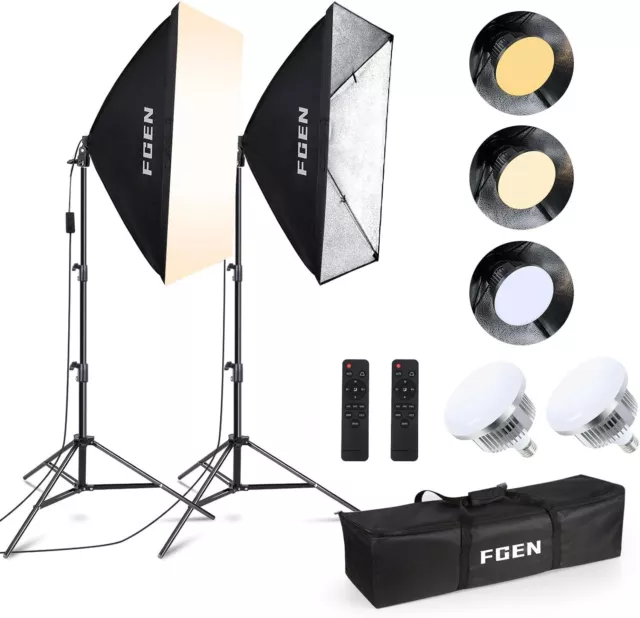 Softbox Set Fotostudio, 2 x 50 x 70cm Softbox LED Beleuchtung Set mit 85W