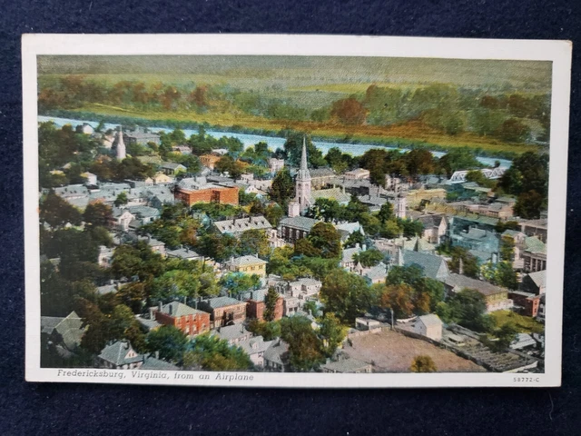 Aerial View from Airplane Fredericksburg Virginia VA Postcard 1920s