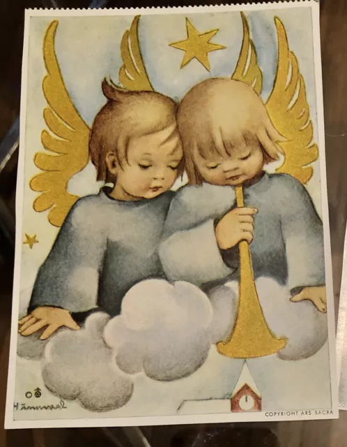 Vintage Hummel Postcard Angels with Trumpet by ARS SACRA