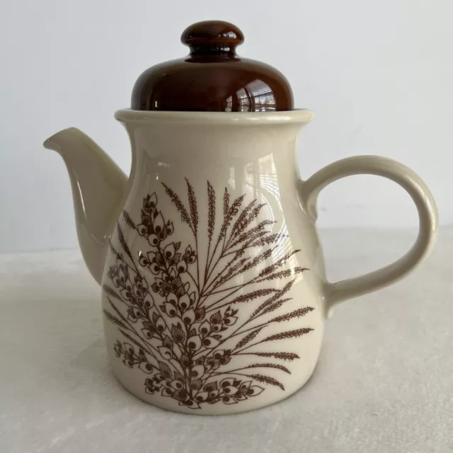 Vtg East German GDR Coffee Tea Pot Brown Wheat Print COLDITZ NEW Read Desc.