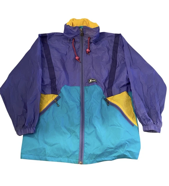 Veste Coupe-vent Vintage K-Way Années 90 – Nylon Cagoule Taille L/XL Anorak Rétro