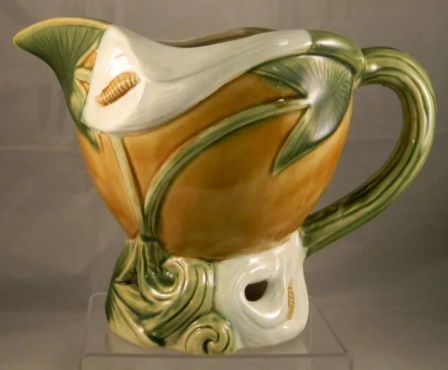 VINTAGE CERAMIC POTTERY Calla Lily Footed Botanical Pitcher / Planter 6 ...