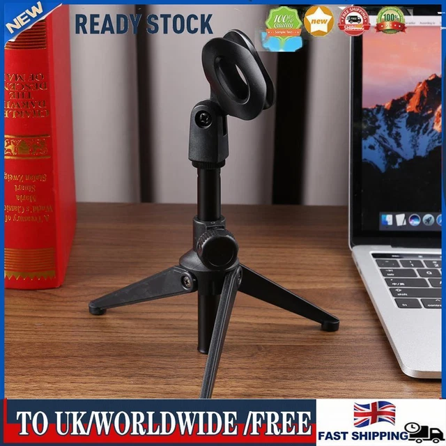 Desk Capacitive Microphone Stand Adjustable Portable Foldable Tripod with Clip