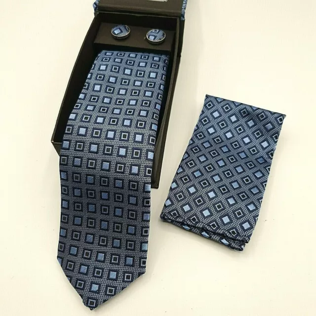 cravatte cravatta con gemelli uomo blu nera set accessori box  confezione regalo