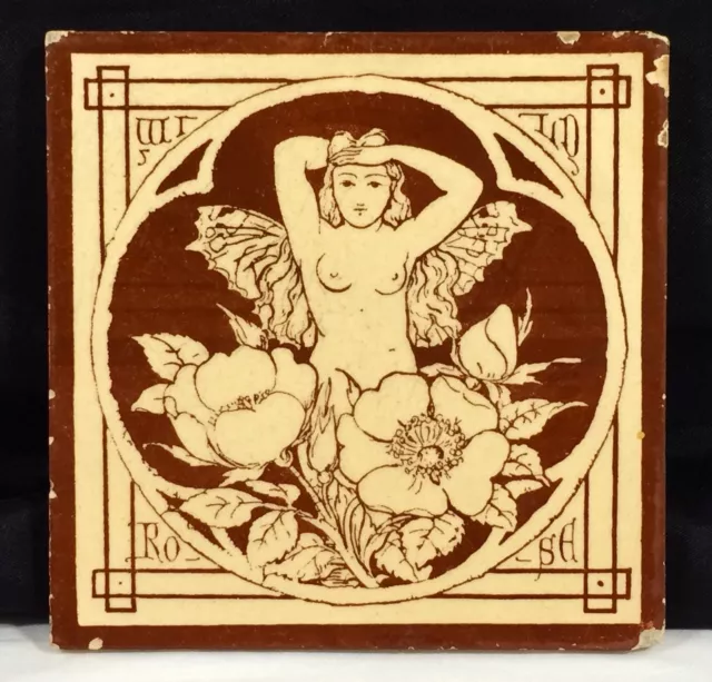 Minton Tile Spirits of the Flowers WILD ROSE Moyr Smith/C.O. Murray ca 1880 RARE