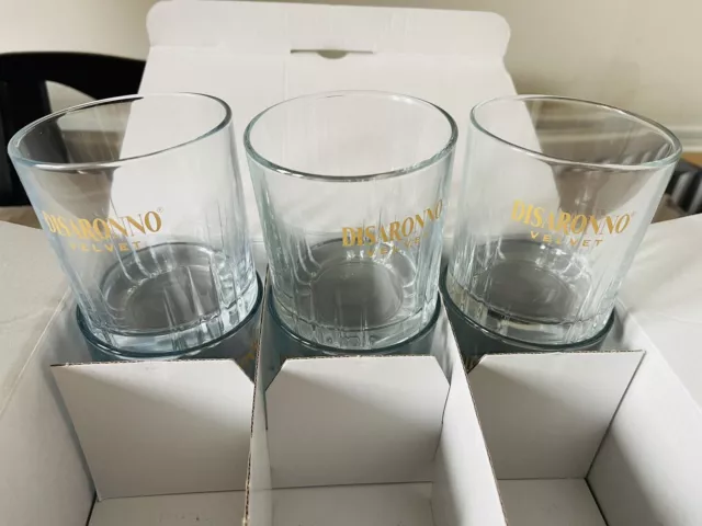 6x Disaronno Velvet Whiskey Vintage  Glass set of 6 *.   8oz, 4" tall