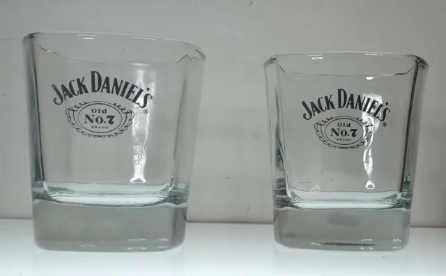 2 Piece - Set Jack Daniels Whiskey Square Tumbler Rocks Glass Old No 7 Embossed