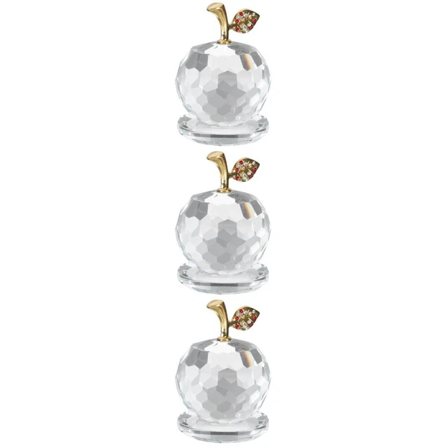 3 Pcs Kristall-Apfel-Ornament Glasfigur Kristallfigur Wagen