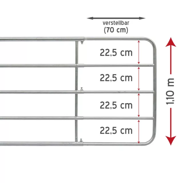 1-6m Weidetor Höhe 110 mit Montageset Weidezauntor Weidezaun verzinkt 3