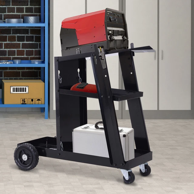 DURHAND Carrello Porta Utensili Attrezzi 4 Ruote in Gomma 3 Ripiani da Officina 3