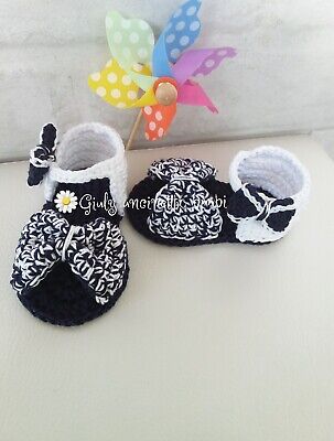Scarpine sandaletti fiocco per neonata in cotone portafortuna neonato battesimo