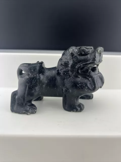 Rare 1950s Chinese Foo Lion Soapstone Sculpture Statue No.28 Handcarved 27