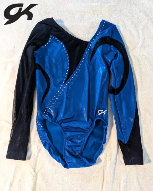 COMPETITION GK Elite AS Small Gymnastics leotard Long Sleeve SWAROVSKI Crystals
